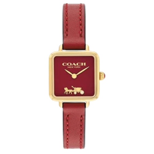 COACH Cass Signature Horse and Carriage Red Dial and Red Leather Strap Watch - 14504226