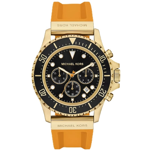 Michael Kors Oversized Everest Gold-Tone and Silicone Watch in POP ORANGE - MKO1185