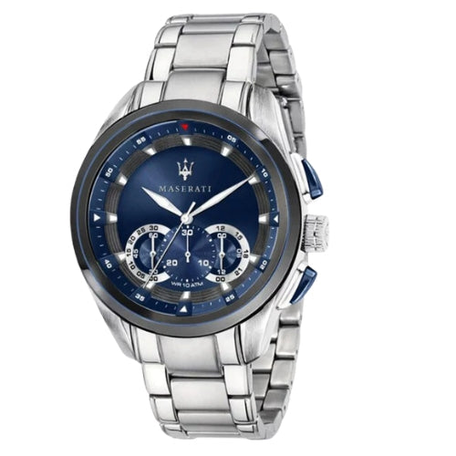 Maserati Traguardo Chronograph Stainless Steel 45mm Blue Dial Sport Style Men’s Watch - R8873612039
