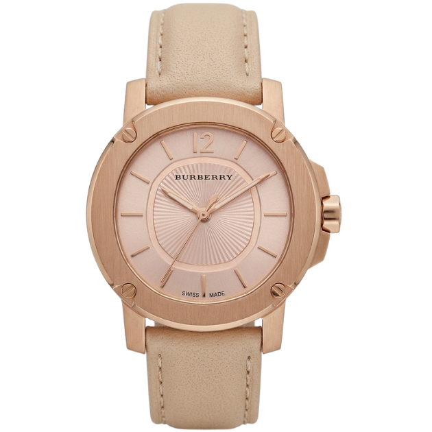 Burberry The Britain Rose Gold Pink Dial Beige Leather BBY1718