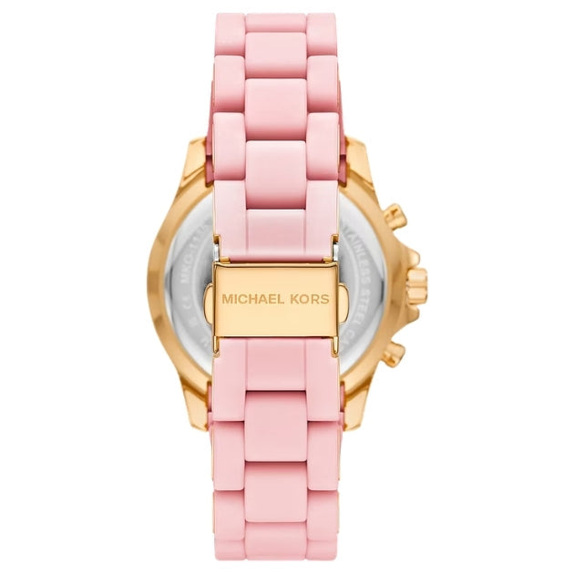 Michael Kors Oversized Everest Pavé Gold-Tone and Silicone Watch in BLUSH - MKO1134