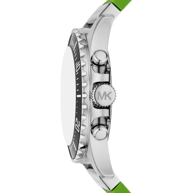 Michael Kors Oversized Everest Silver-Tone and Silicone Watch in JUNGLE GREEN - MKO1161