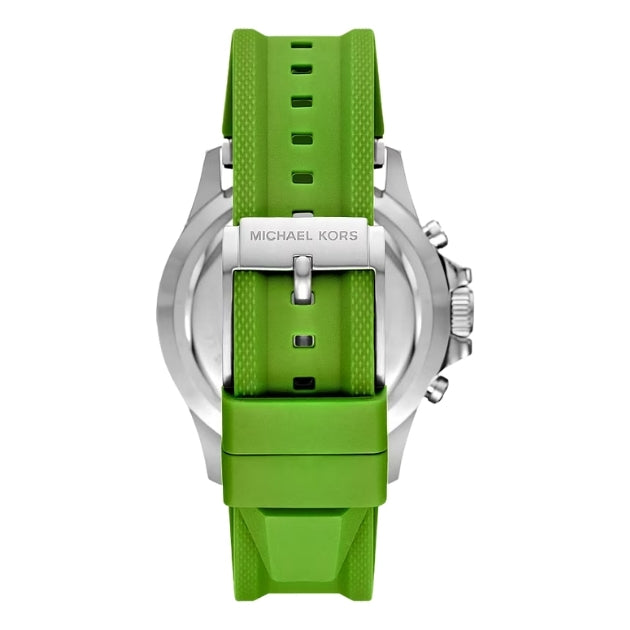 Michael Kors Oversized Everest Silver-Tone and Silicone Watch in JUNGLE GREEN - MKO1161