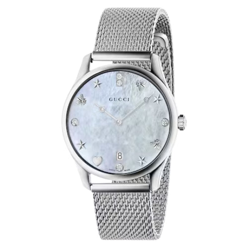 Gucci G-Timeless Diamond White Mother of Pearl Dial Ladies Watch YA1264094