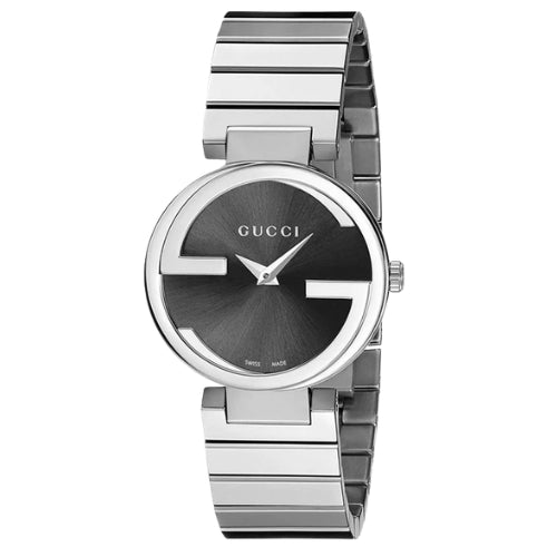 Gucci Interlocking G Black Dial Stainless Steel Ladies Watch YA133502