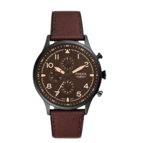Fossil Retro Pilot Chronograph Dark Brown Leather Men's Watch - FS5833